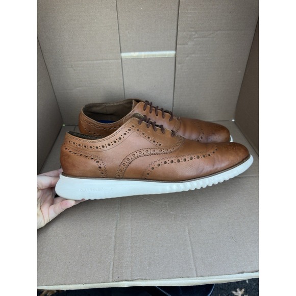 Cole Haan Original Grand Wingtip Oxford Shoes Men's 13M British Tan Leather - Picture 3 of 6